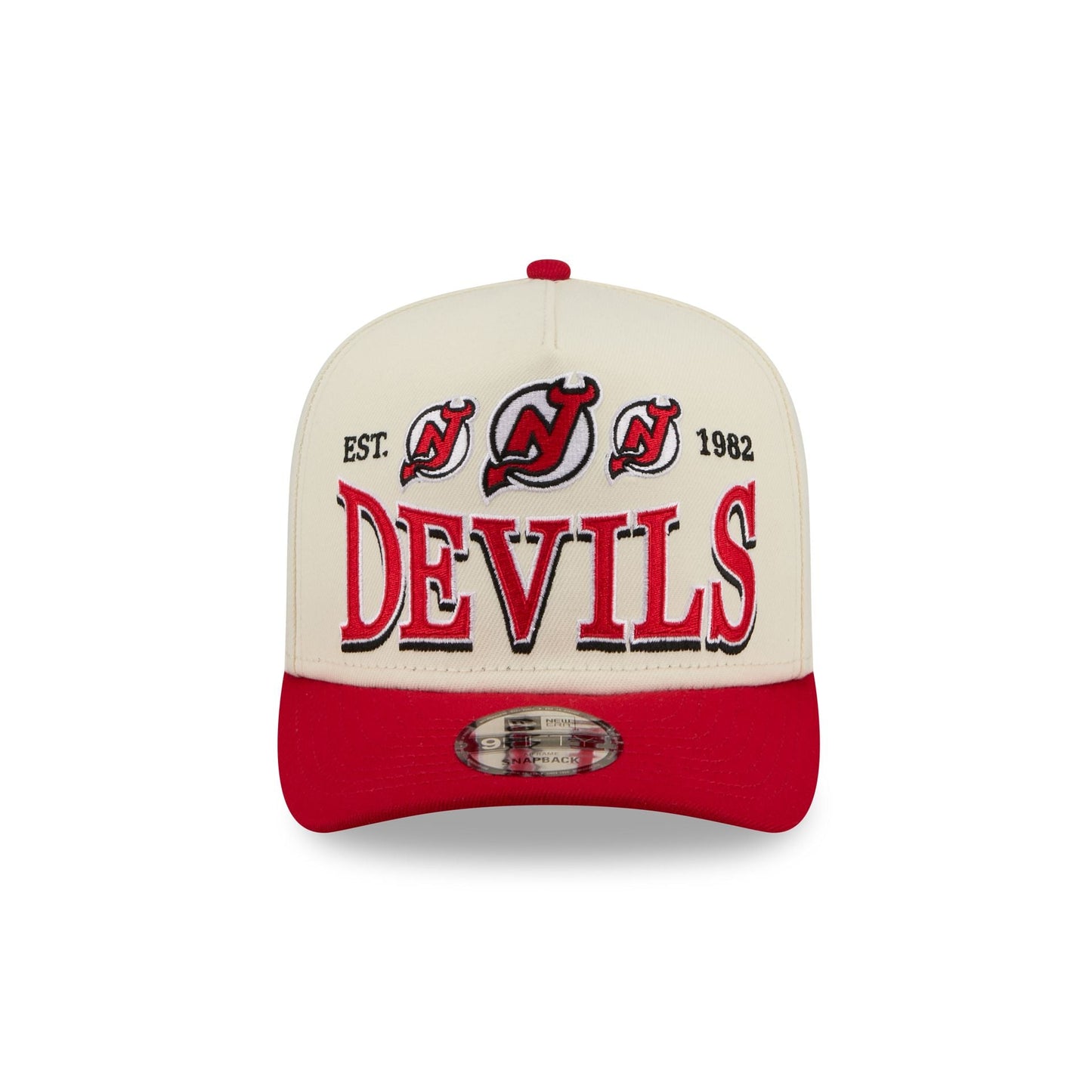 New Jersey Devils Three Hit Chrome White 9FIFTY A-Frame Snapback Hat