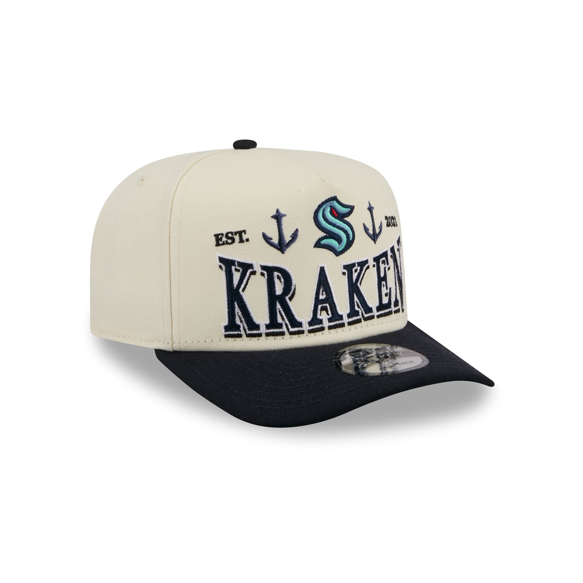 Seattle Kraken Three Hit Chrome White 9FIFTY A-Frame Snapback Hat