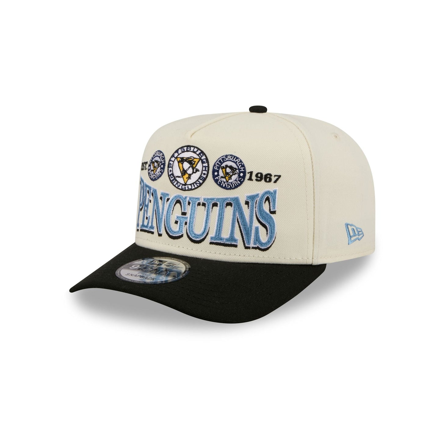 Pittsburgh Penguins Three Hit Chrome White 9FIFTY A-Frame Snapback Hat