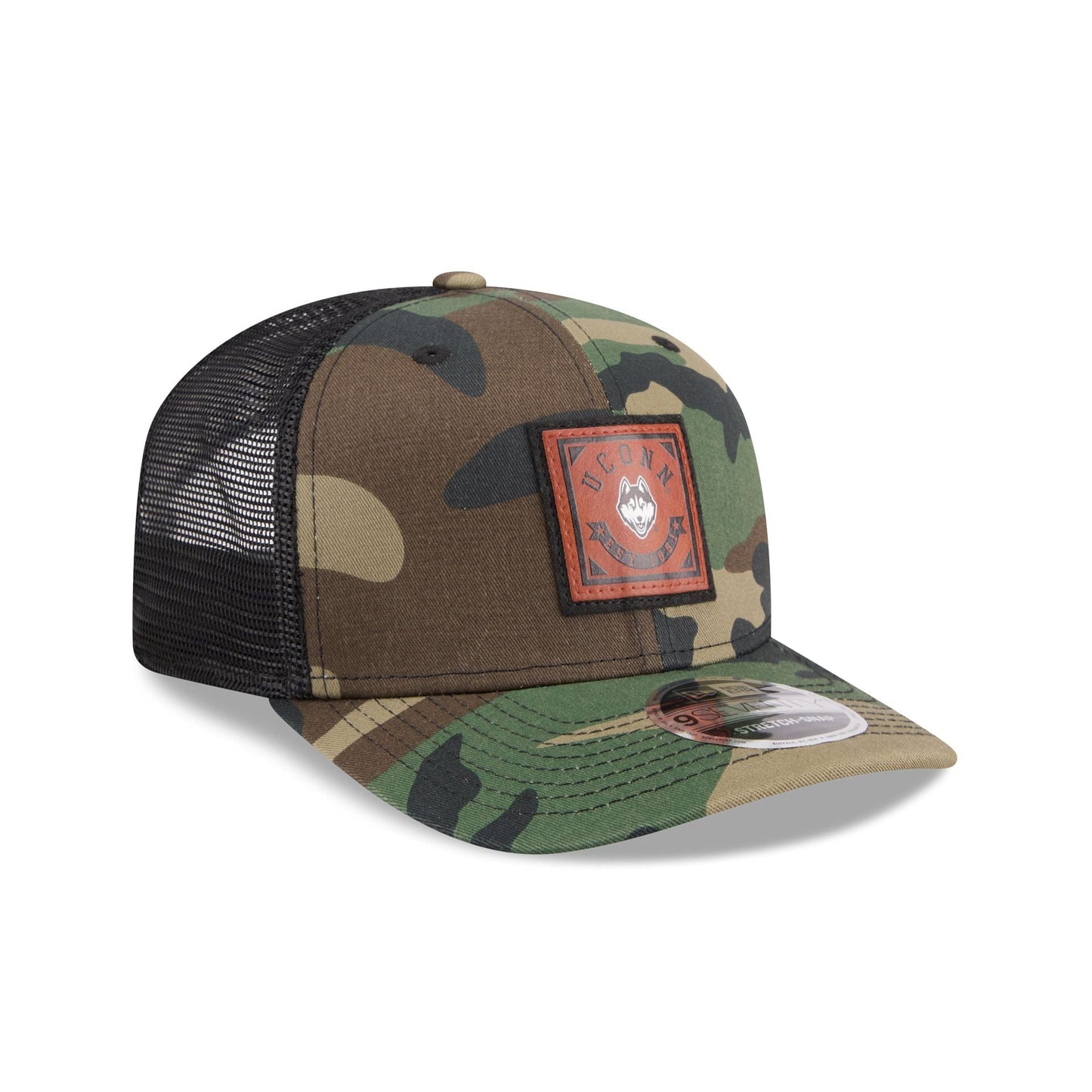 Connecticut Huskies Camo Canvas 9SEVENTY Trucker Hat