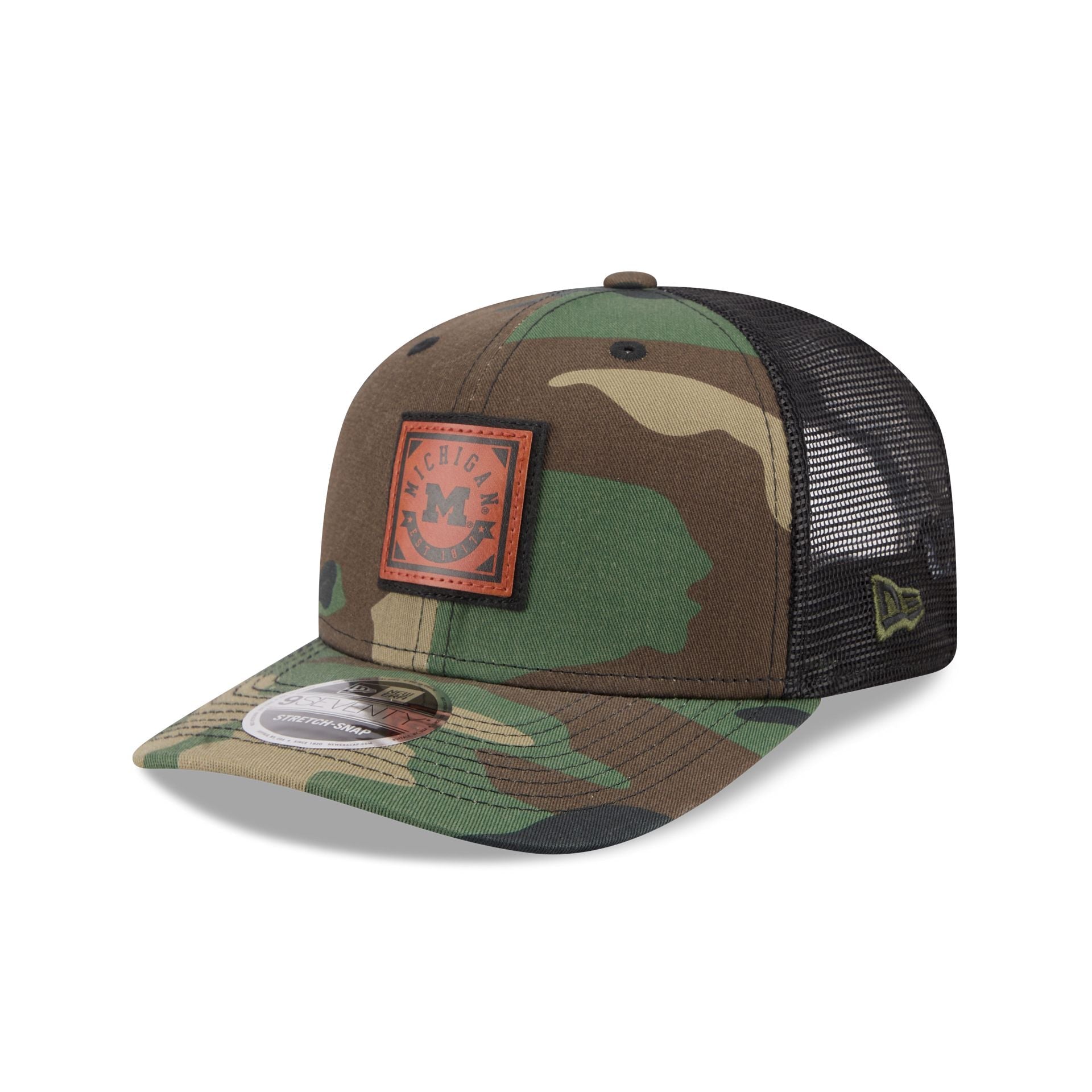 Michigan Wolverines Camo Canvas 9SEVENTY Trucker Hat