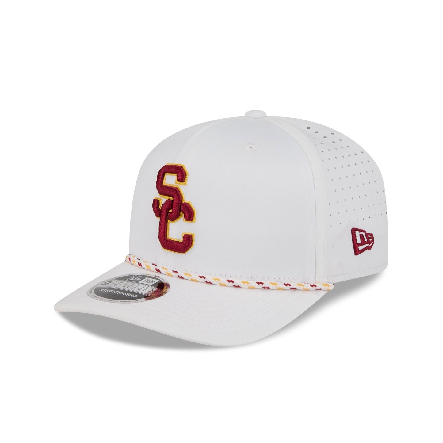 USC Trojans Optic White Performance Rope 9SEVENTY Stretch-Snap Hat