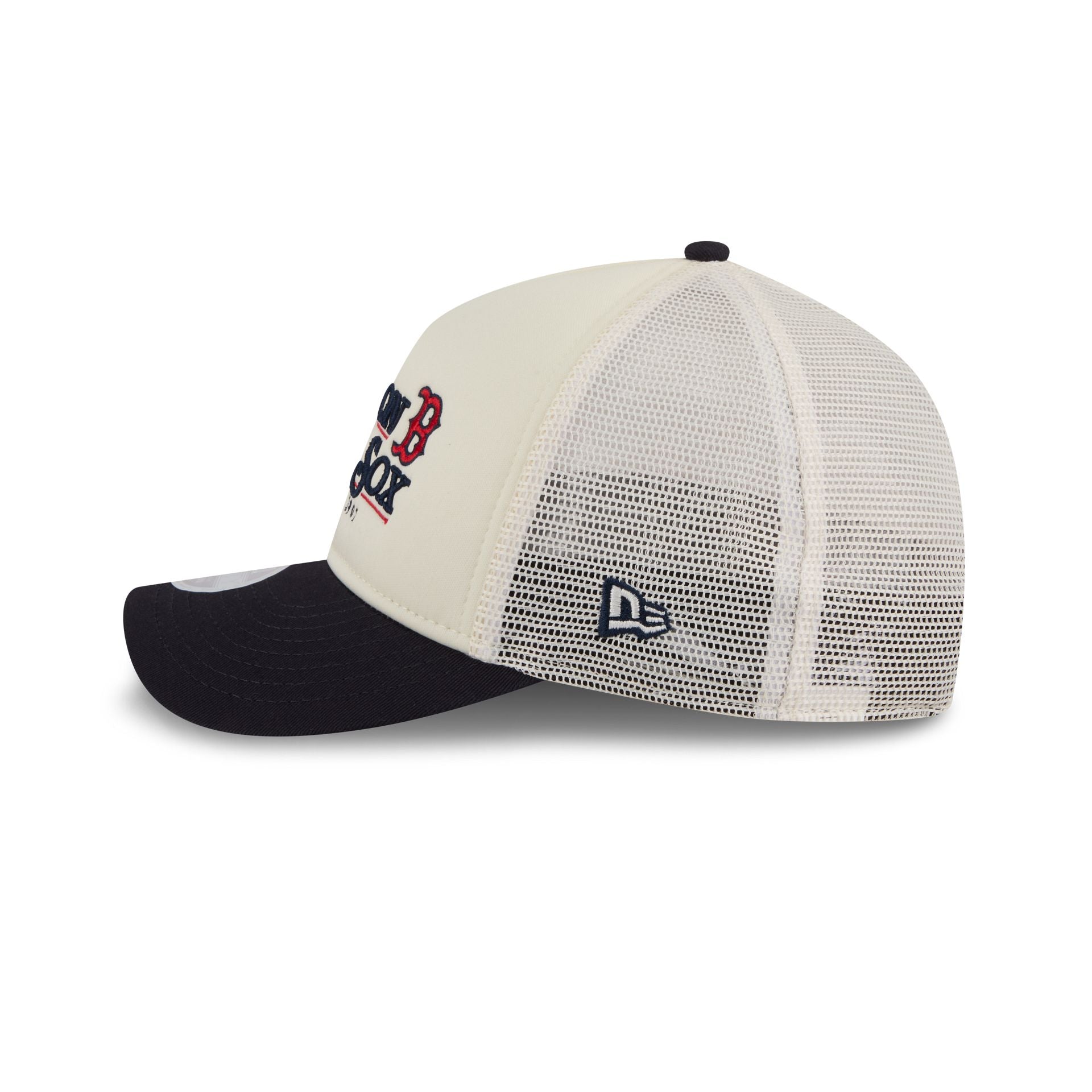 Boston Red Sox Retro Chrome Women's White 9FORTY M-Crown A-Frame Trucker Hat