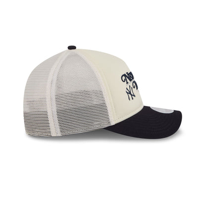 New York Yankees Retro Chrome Women's White 9FORTY M-Crown A-Frame Trucker Hat