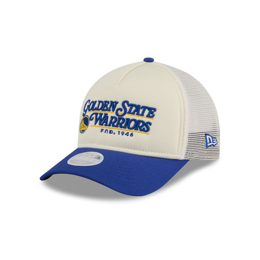 Golden State Warriors Retro Chrome Women's White 9FORTY M-Crown A-Frame Trucker Hat