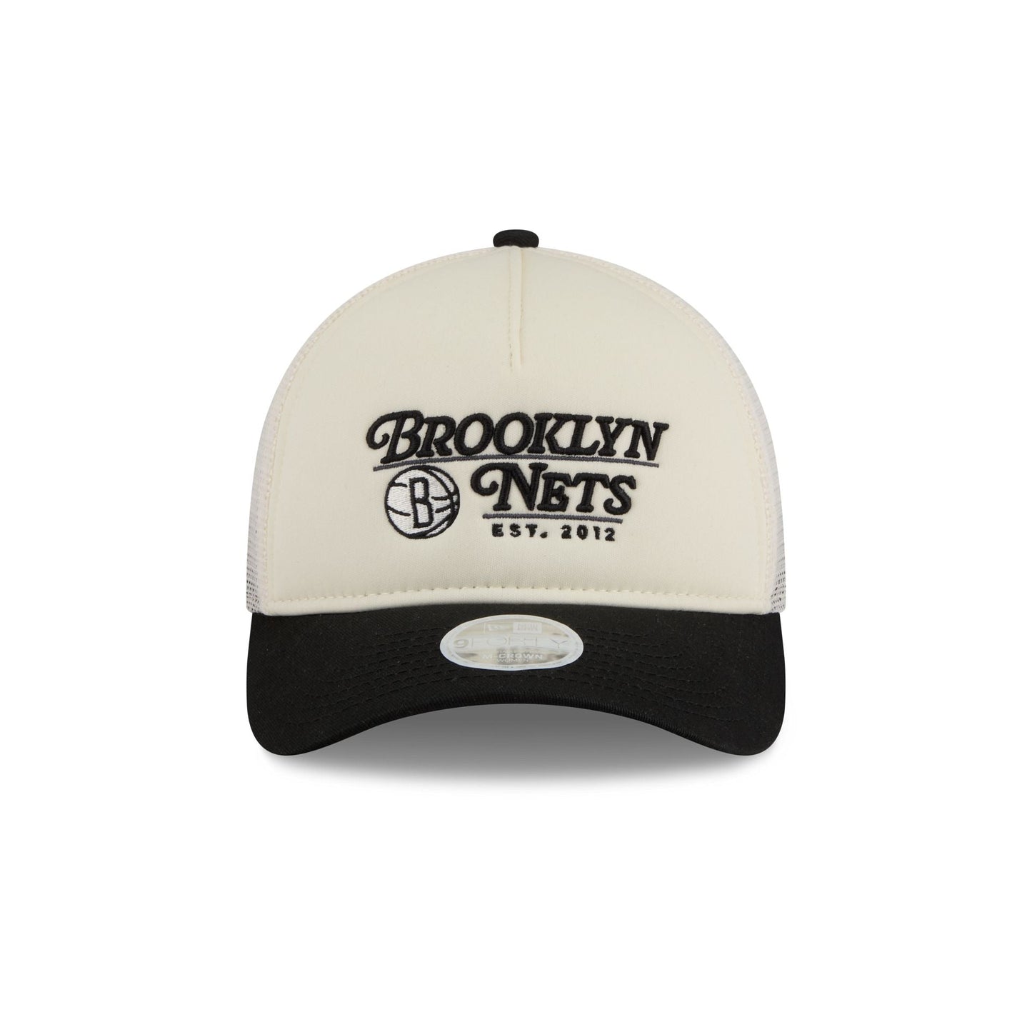 Brooklyn Nets Retro Chrome Women's White 9FORTY M-Crown A-Frame Trucker Hat