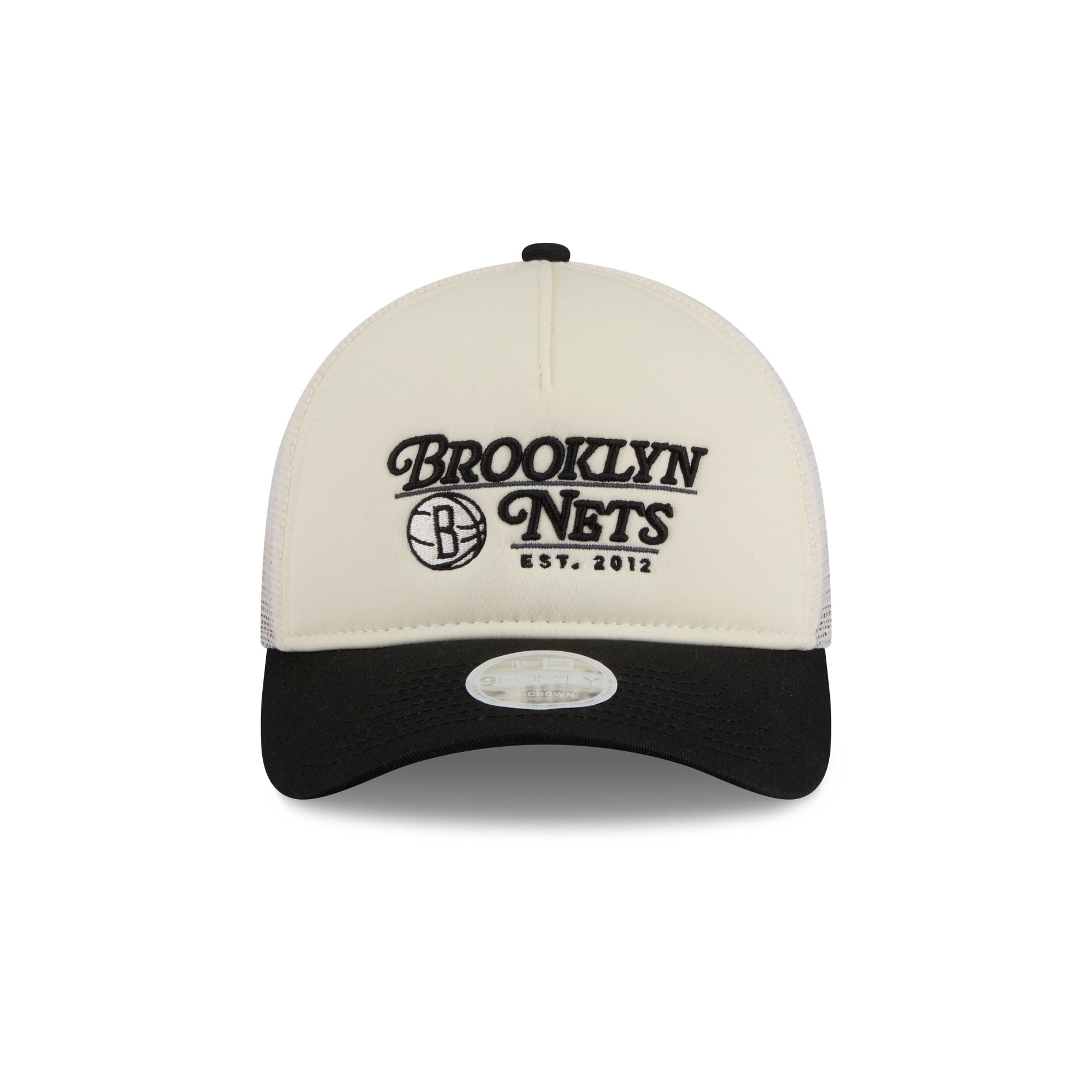 Brooklyn Nets Retro Chrome Women's White 9FORTY M-Crown A-Frame Trucker Hat