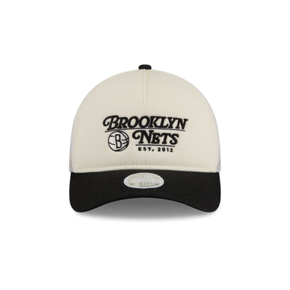 Brooklyn Nets Retro Chrome Women's White 9FORTY M-Crown A-Frame Trucker Hat