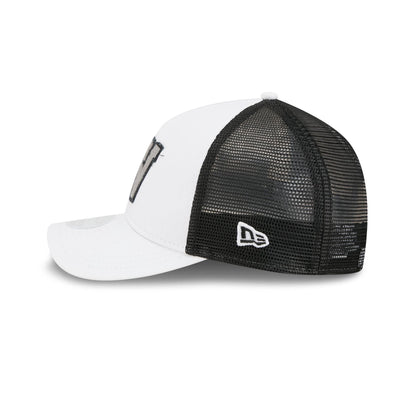Las Vegas Raiders Optic White Felt Logo Women's 9FORTY M-Crown A-Frame Trucker Hat