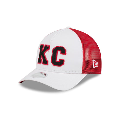 Kansas City Chiefs Optic White Felt Logo Women's 9FORTY M-Crown A-Frame Trucker Hat