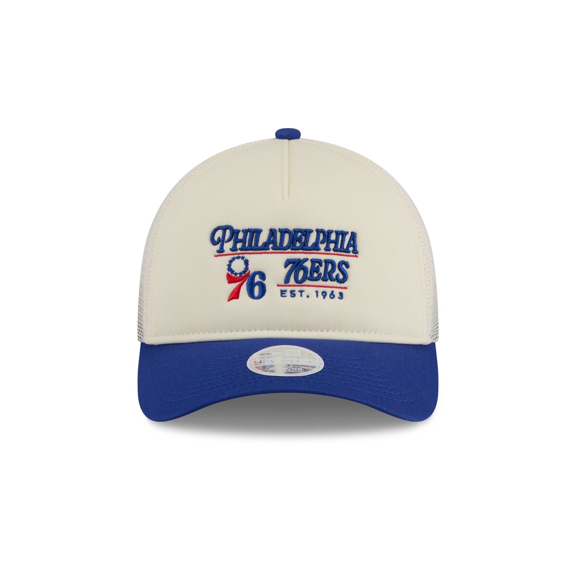 Philadelphia 76ers Retro Chrome Women's White 9FORTY M-Crown A-Frame Trucker Hat