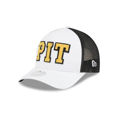 Pittsburgh Steelers Optic White Felt Logo Women's 9FORTY M-Crown A-Frame Trucker Hat