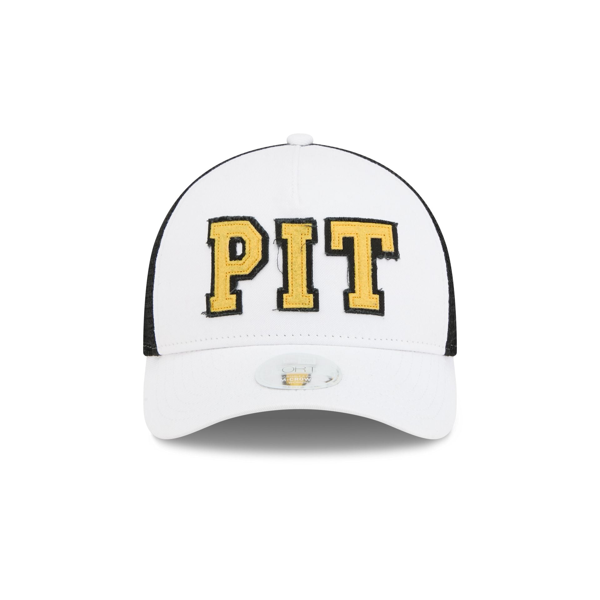 Pittsburgh Steelers Optic White Felt Logo Women's 9FORTY M-Crown A-Frame Trucker Hat