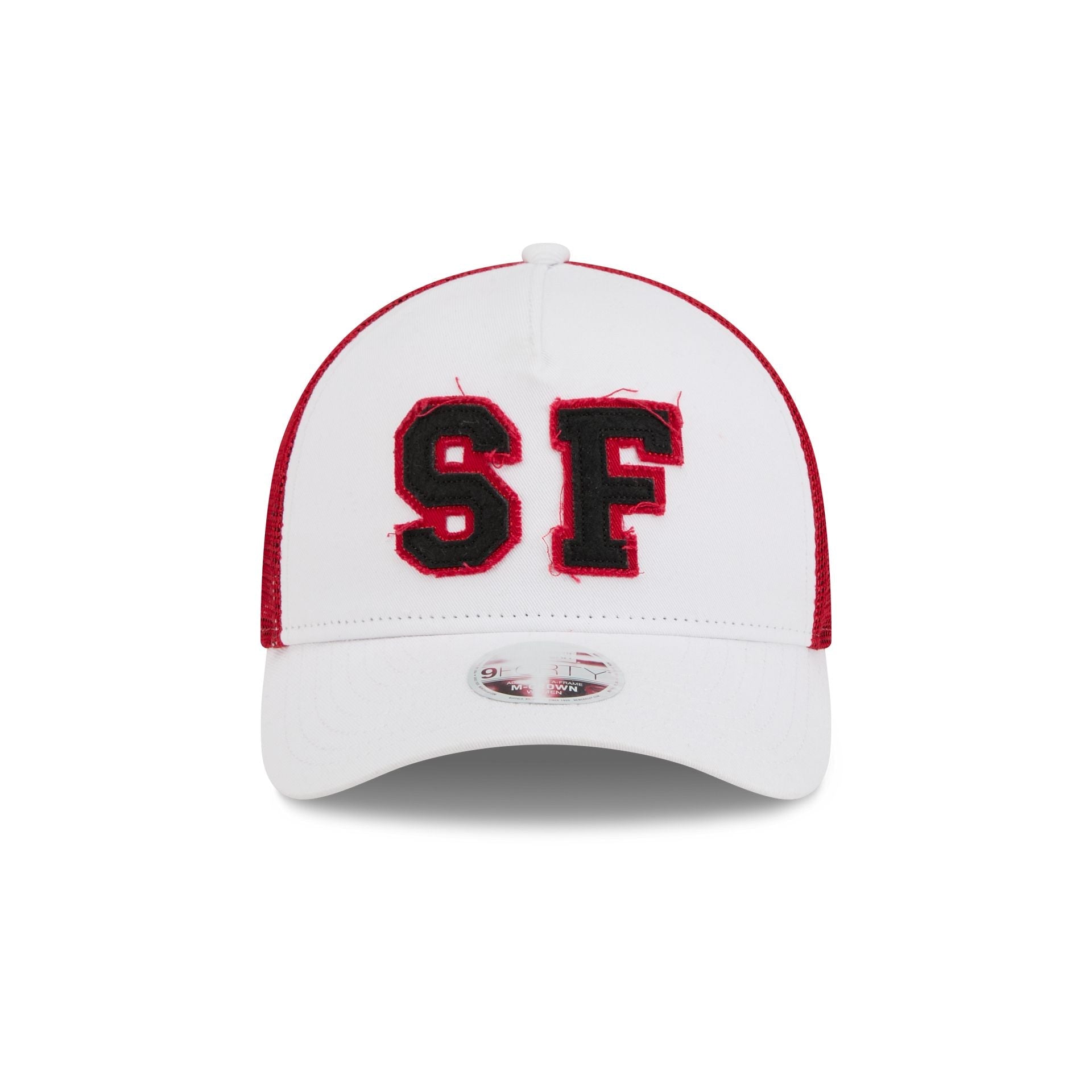 San Francisco 49ers Optic White Felt Logo Women's 9FORTY M-Crown A-Frame Trucker Hat