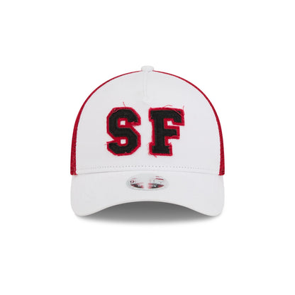 San Francisco 49ers Optic White Felt Logo Women's 9FORTY M-Crown A-Frame Trucker Hat