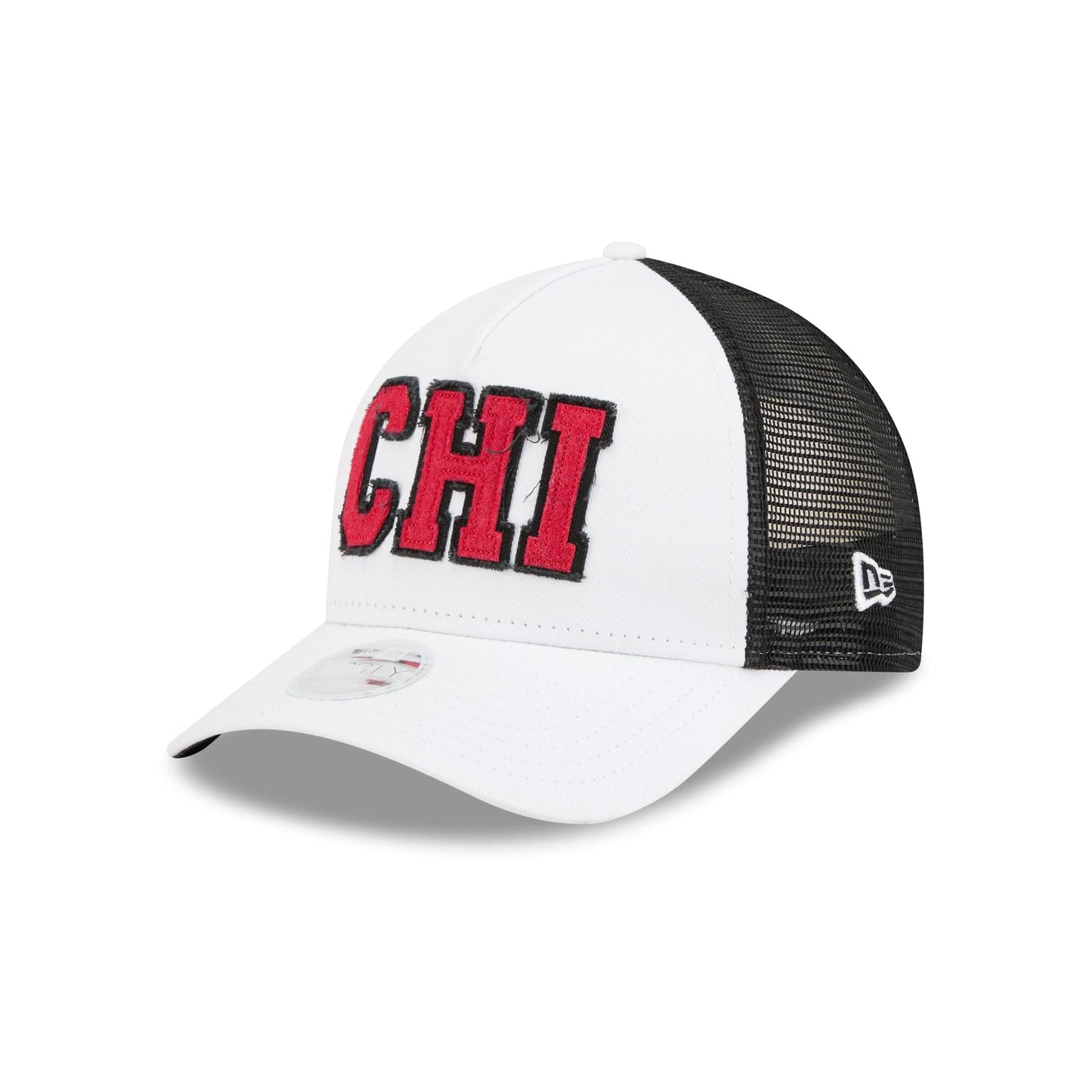 Chicago Blackhawks Optic White Felt Logo Women's 9FORTY M-Crown A-Frame Trucker Hat