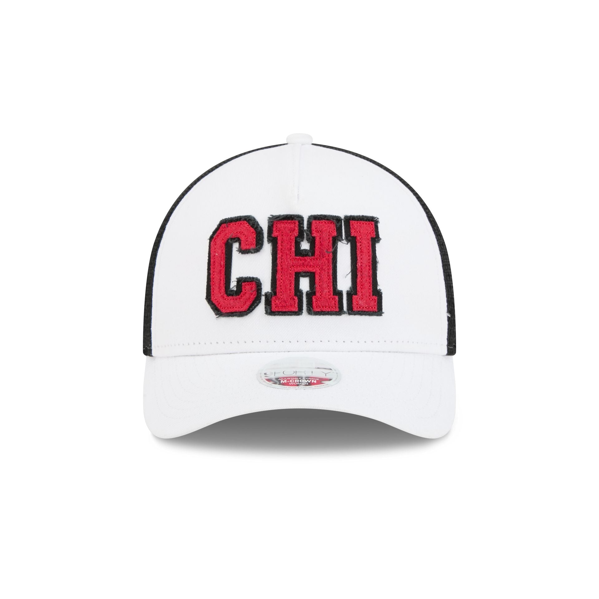 Chicago Blackhawks Optic White Felt Logo Women's 9FORTY M-Crown A-Frame Trucker Hat