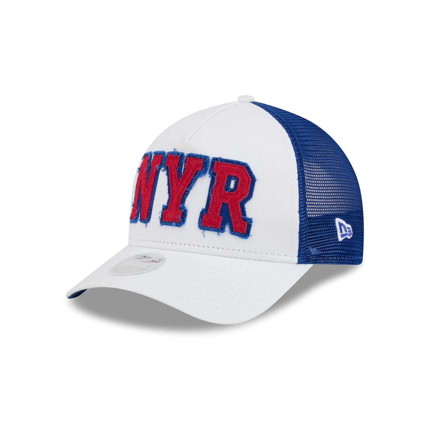 New York Rangers Optic White Felt Logo Women's 9FORTY M-Crown A-Frame Trucker Hat
