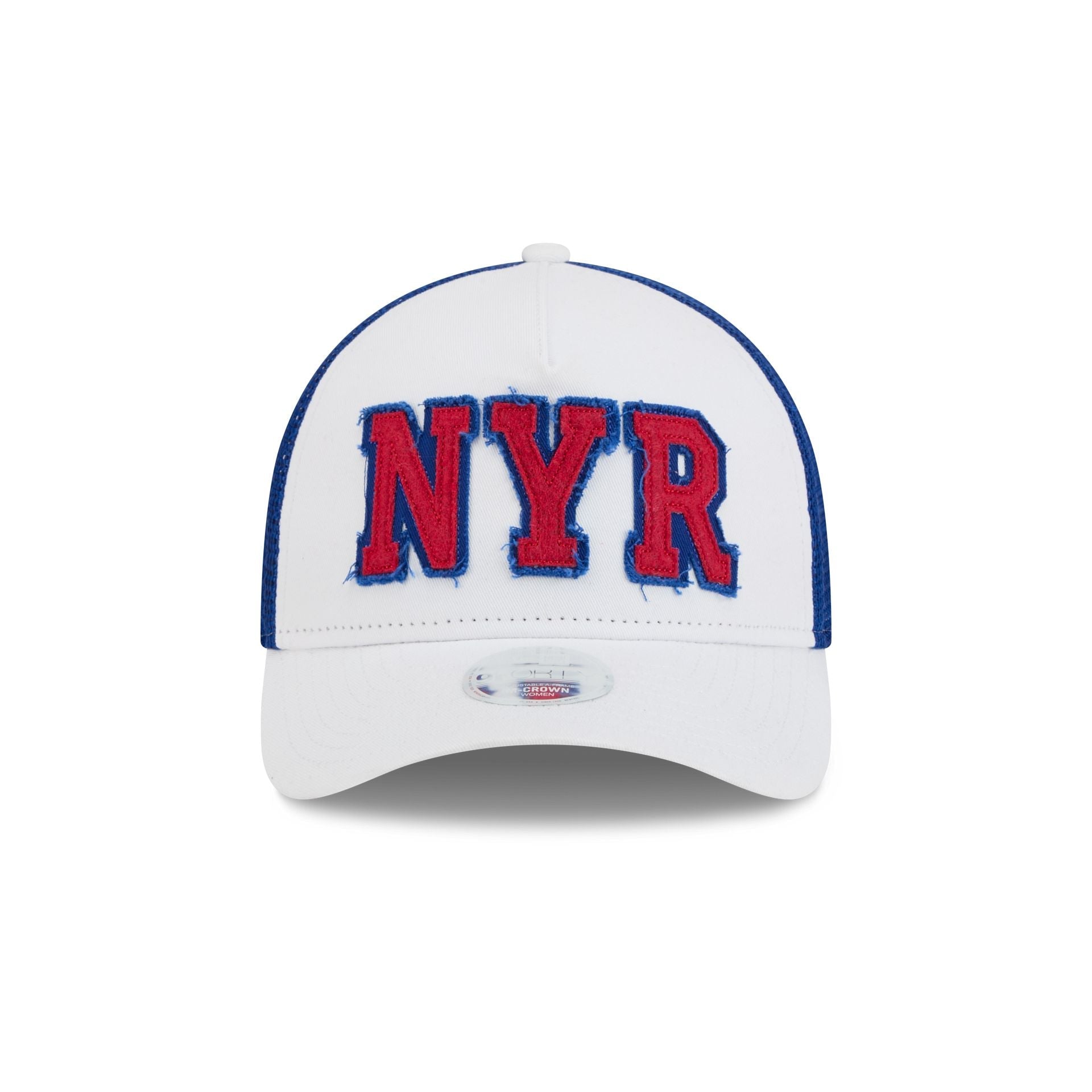 New York Rangers Optic White Felt Logo Women's 9FORTY M-Crown A-Frame Trucker Hat