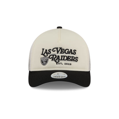 Las Vegas Raiders Retro Chrome Women's White 9FORTY M-Crown A-Frame Trucker Hat