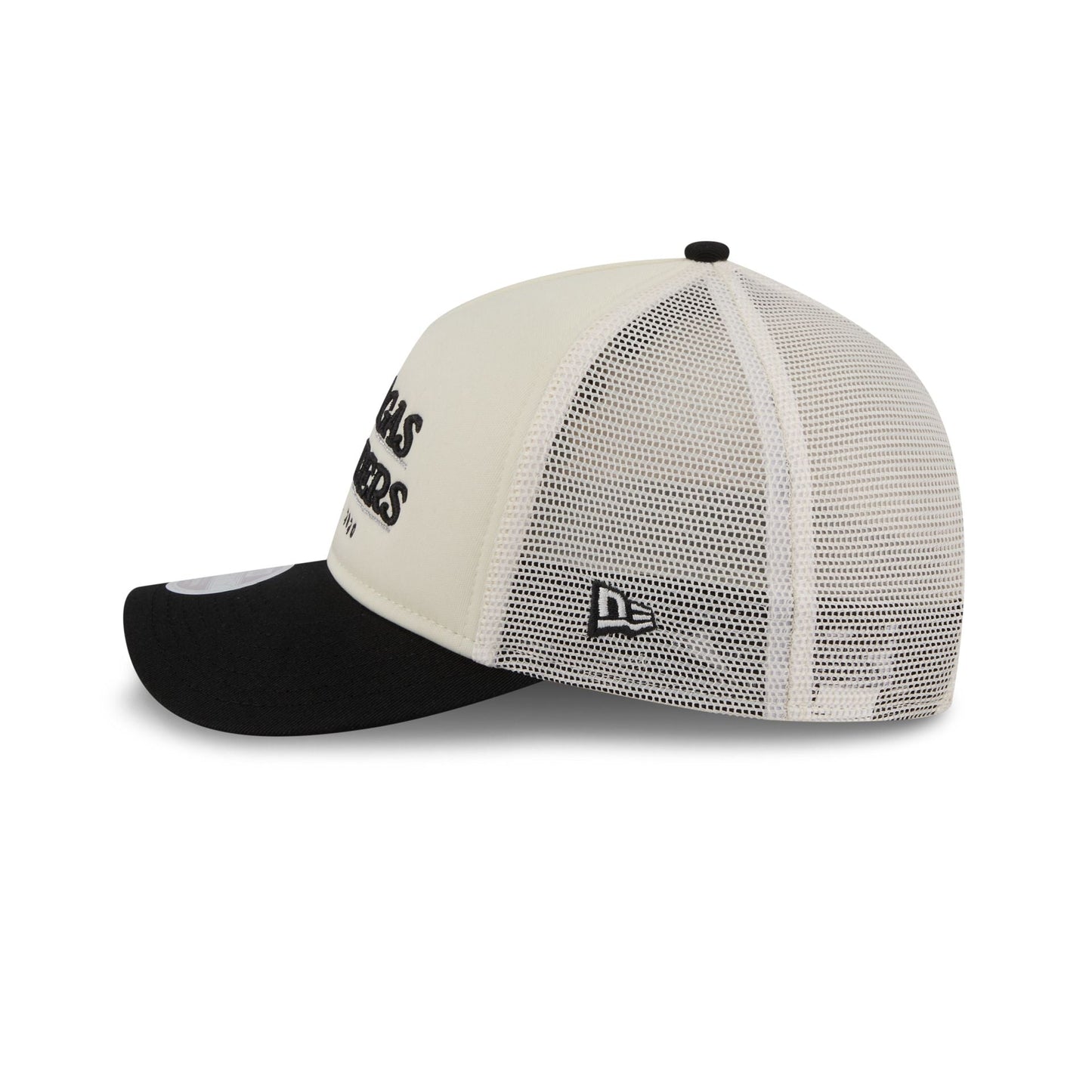 Las Vegas Raiders Retro Chrome Women's White 9FORTY M-Crown A-Frame Trucker Hat