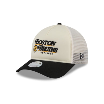 Boston Bruins Retro Chrome Women's White 9FORTY M-Crown A-Frame Trucker Hat