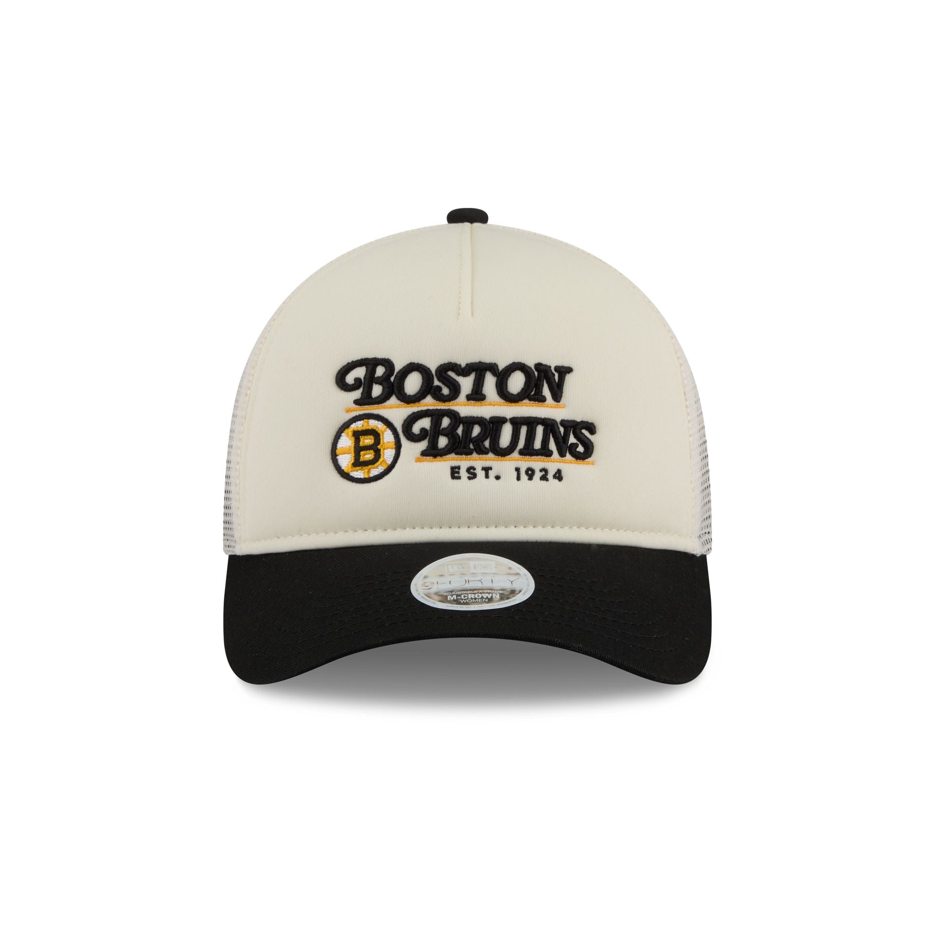 Boston Bruins Retro Chrome Women's White 9FORTY M-Crown A-Frame Trucker Hat