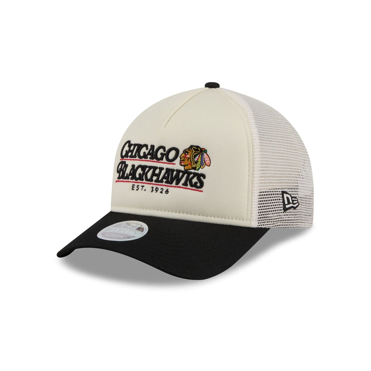 Chicago Blackhawks Retro Chrome Women's White 9FORTY M-Crown A-Frame Trucker Hat