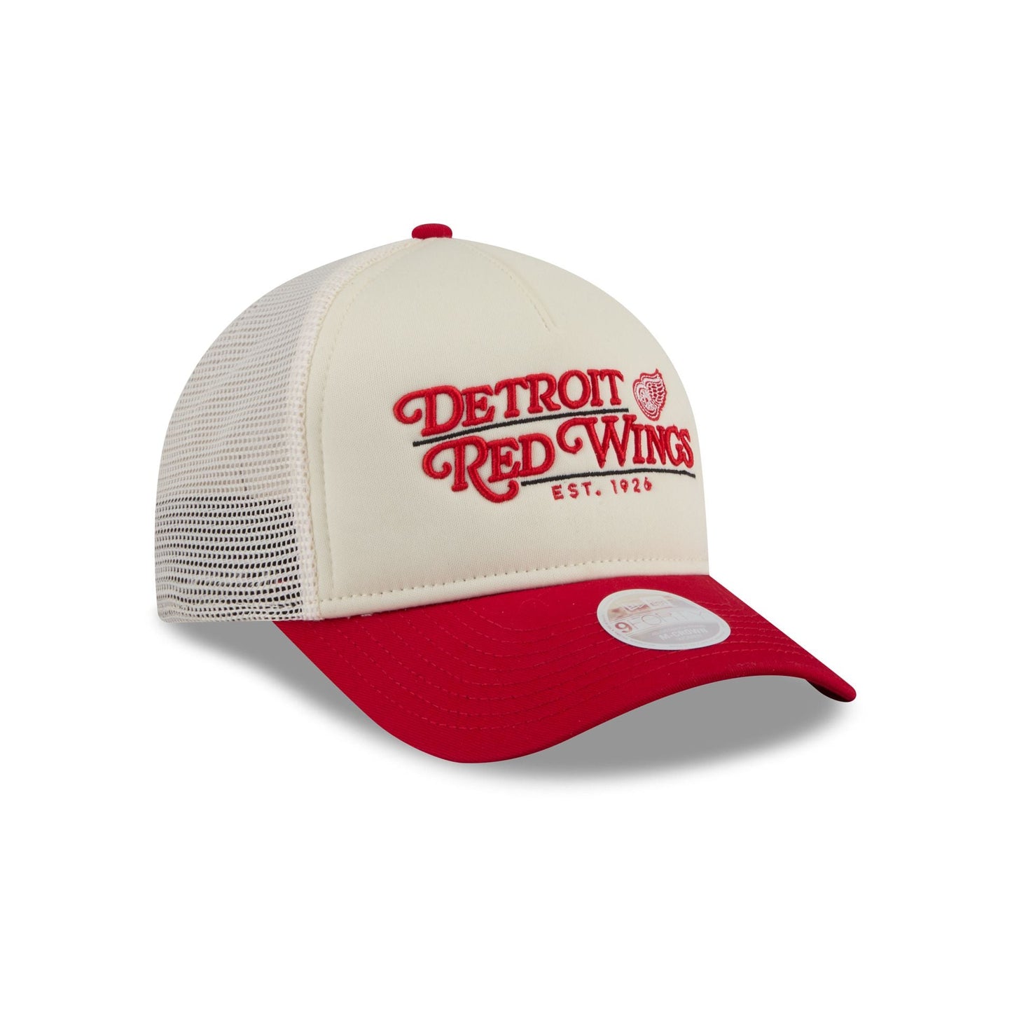 Detroit Red Wings Retro Chrome Women's White 9FORTY M-Crown A-Frame Trucker Hat