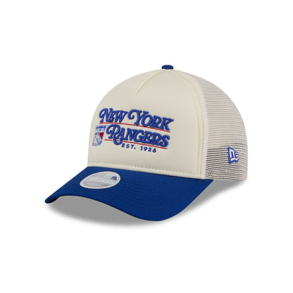 New York Rangers Retro Chrome Women's White 9FORTY M-Crown A-Frame Trucker Hat