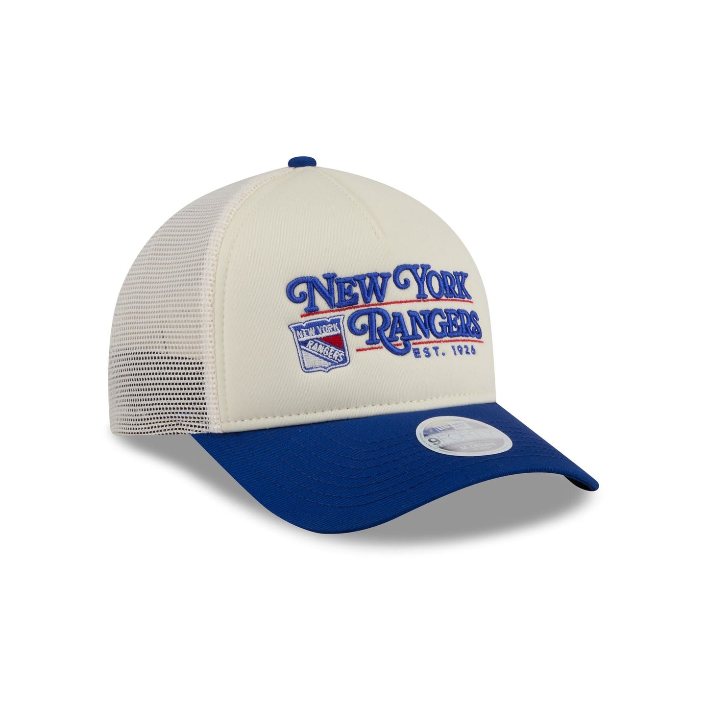 New York Rangers Retro Chrome Women's White 9FORTY M-Crown A-Frame Trucker Hat