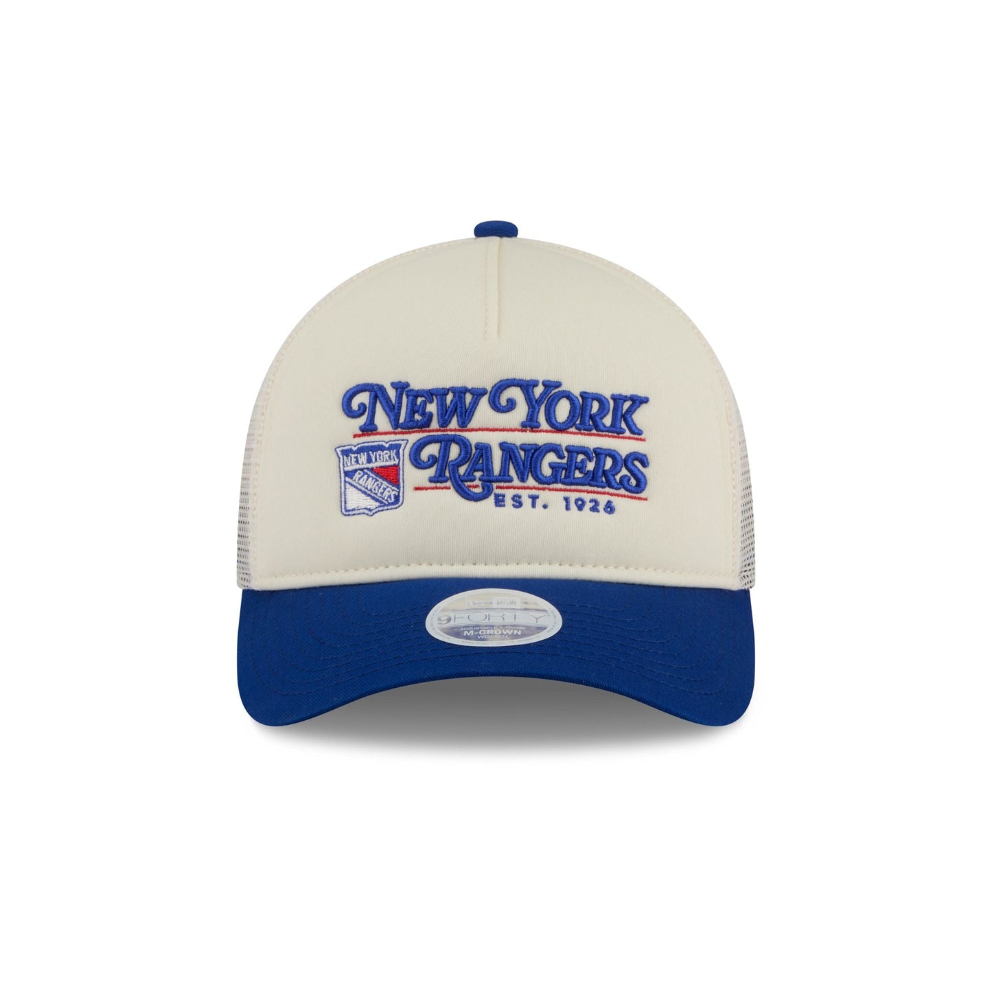New York Rangers Retro Chrome Women's White 9FORTY M-Crown A-Frame Trucker Hat
