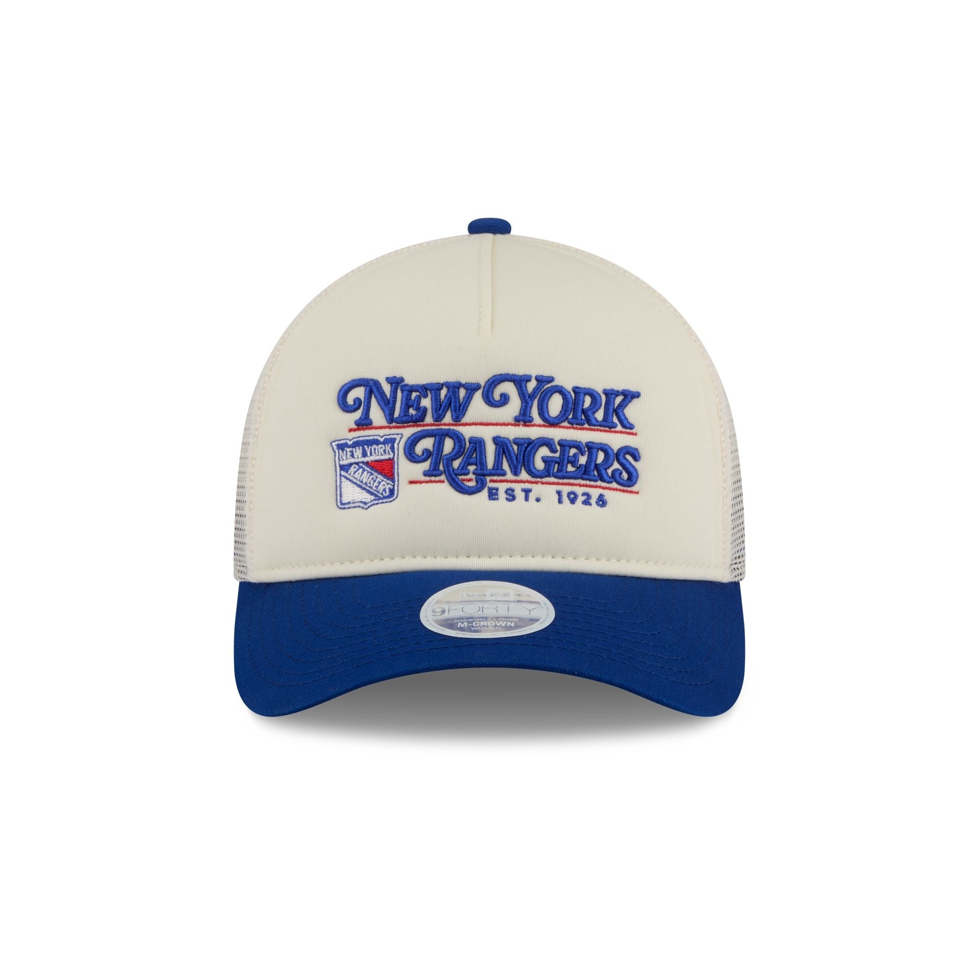 New York Rangers Retro Chrome Women's White 9FORTY M-Crown A-Frame Trucker Hat