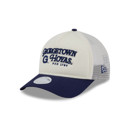 Georgetown Hoyas Retro Chrome Women's White 9FORTY M-Crown A-Frame Trucker Hat