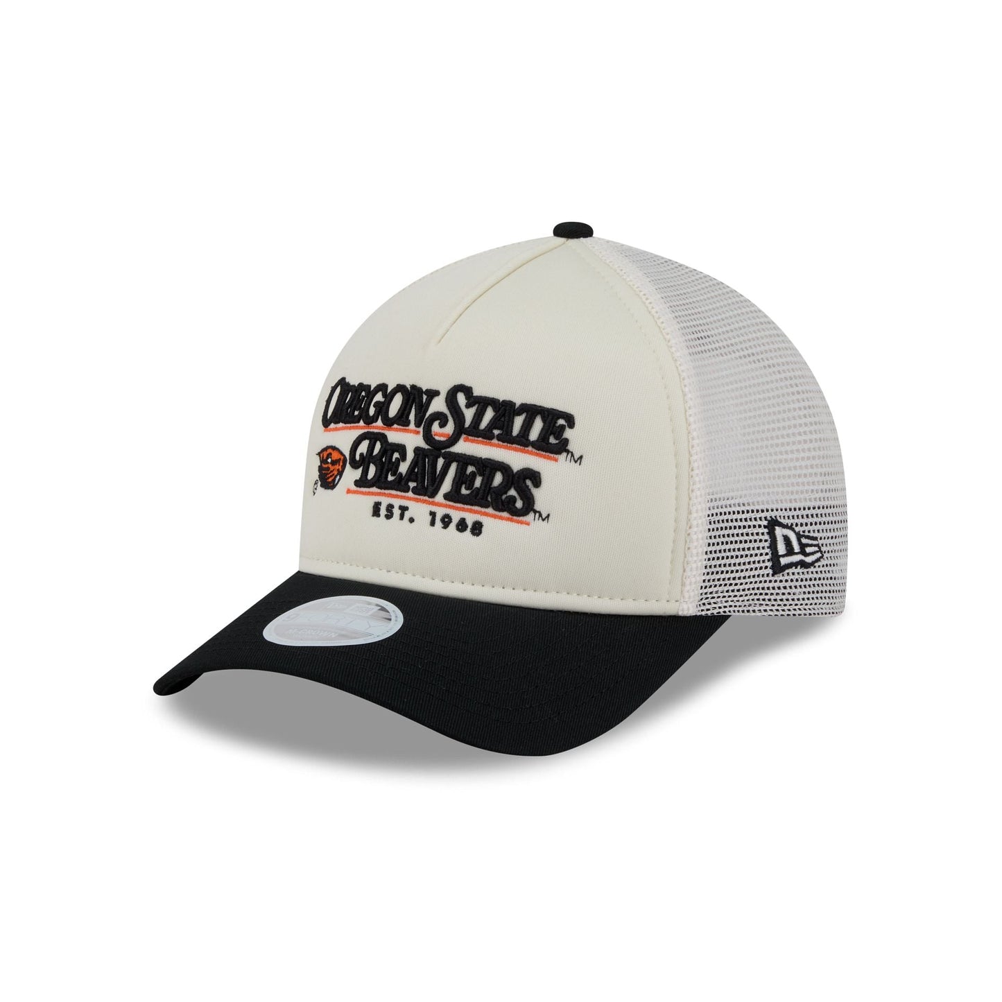 Oregon State Beavers Retro Chrome Women's White 9FORTY M-Crown A-Frame Trucker Hat