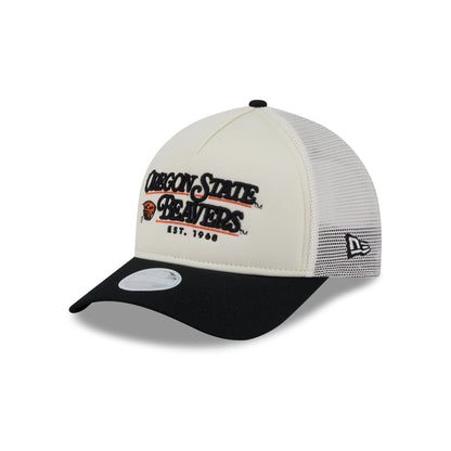 Oregon State Beavers Retro Chrome Women's White 9FORTY M-Crown A-Frame Trucker Hat