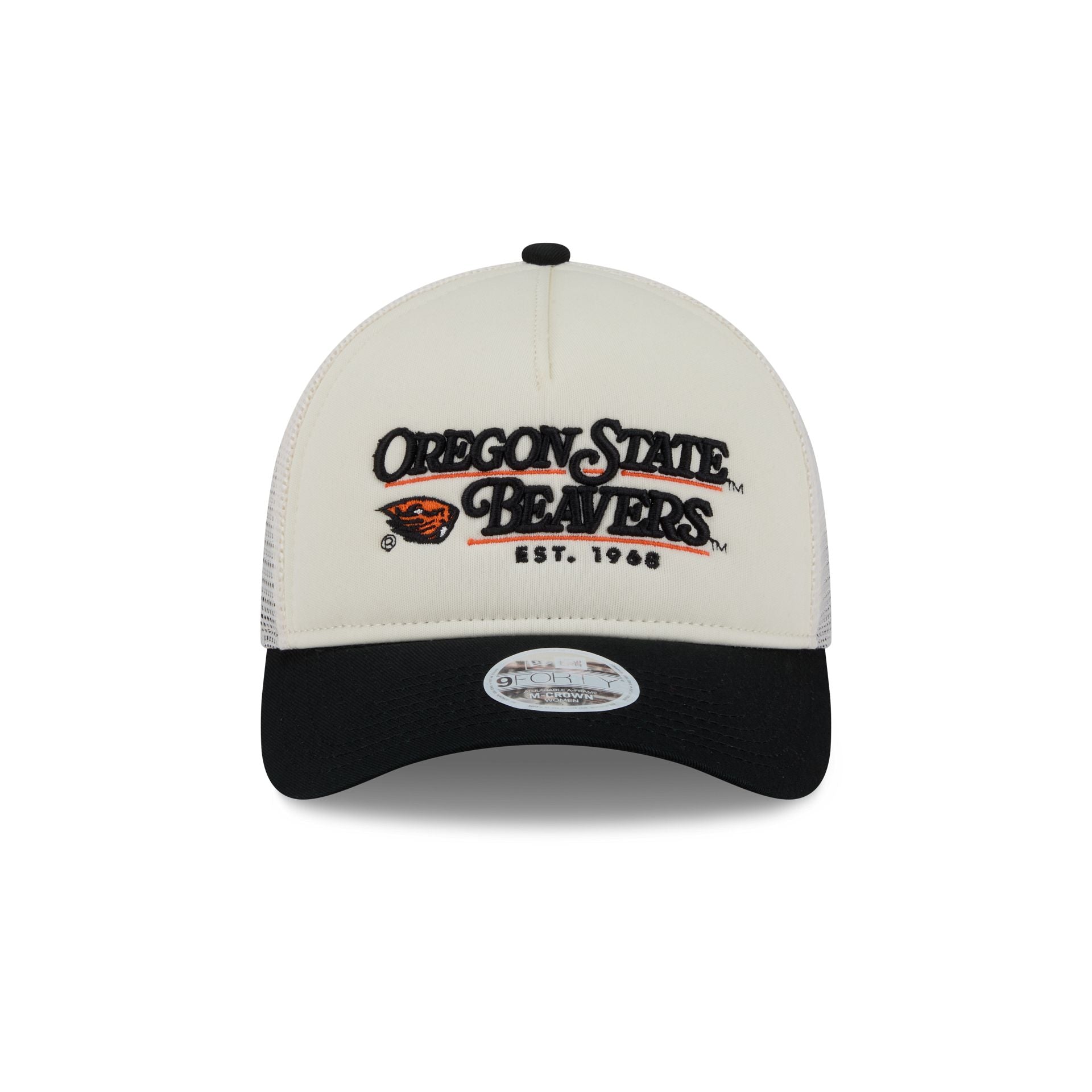 Oregon State Beavers Retro Chrome Women's White 9FORTY M-Crown A-Frame Trucker Hat