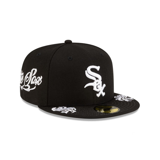 Chicago White Sox Script Black and White 59FIFTY Fitted Hat