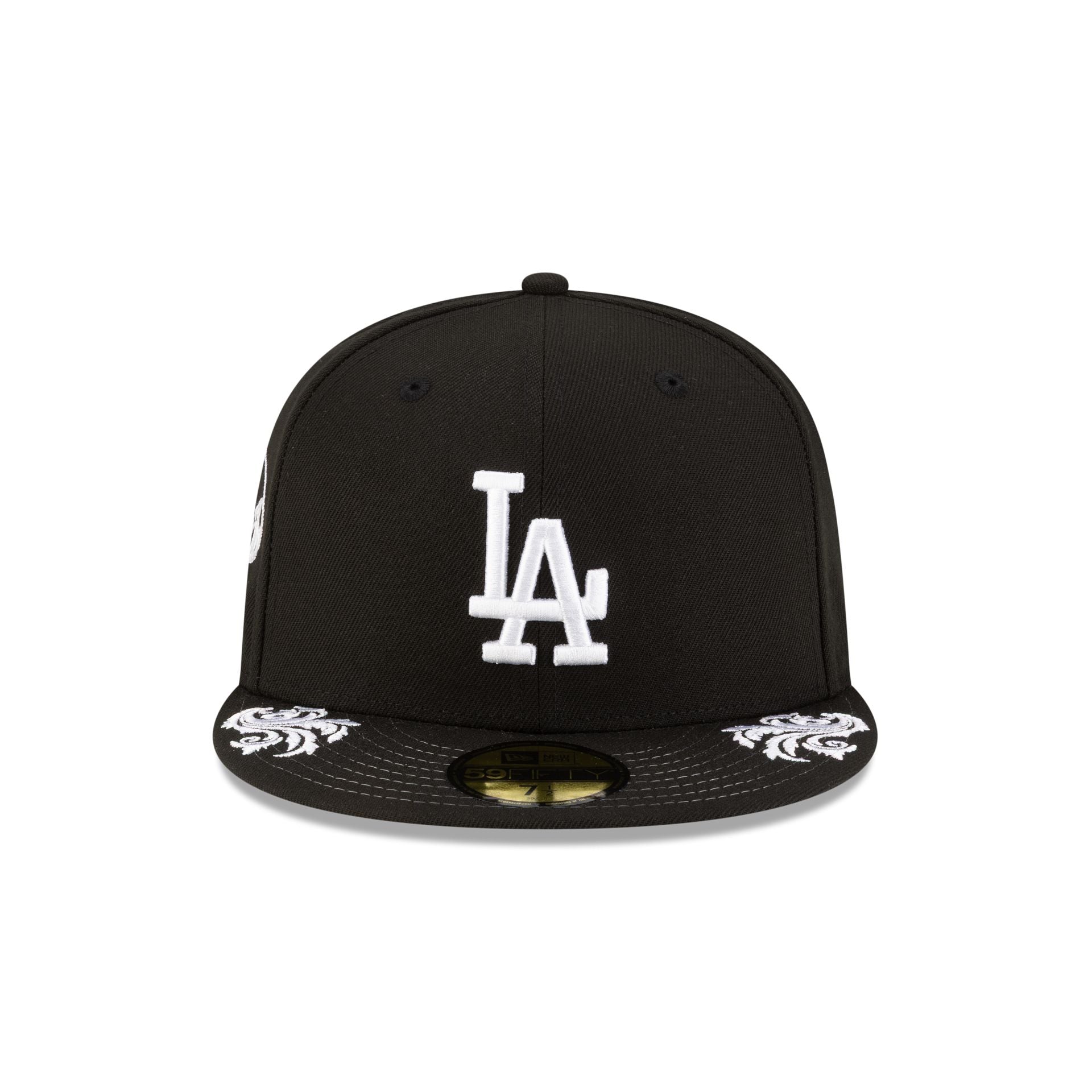 Los Angeles Dodgers Script Black and White 59FIFTY Fitted Hat