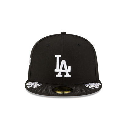 Los Angeles Dodgers Script Black and White 59FIFTY Fitted Hat
