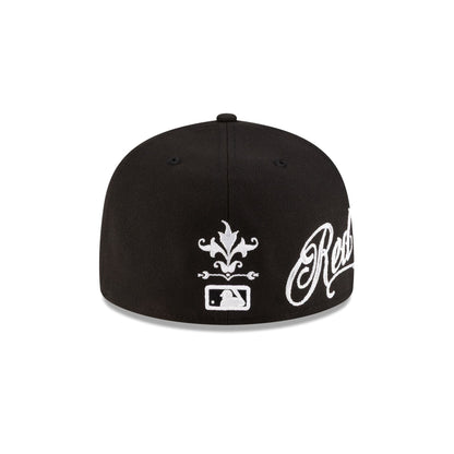 Boston Red Sox Script Black and White 59FIFTY Fitted Hat