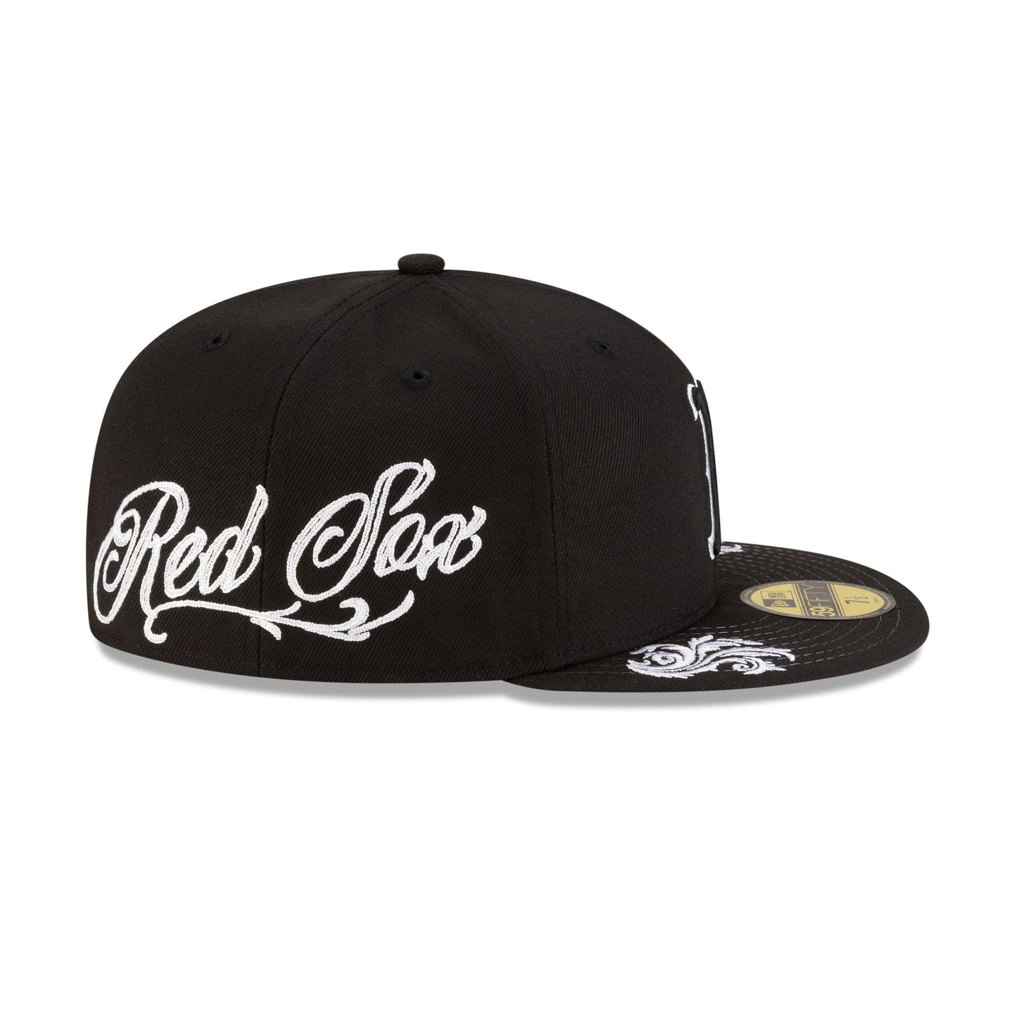 Boston Red Sox Script Black and White 59FIFTY Fitted Hat