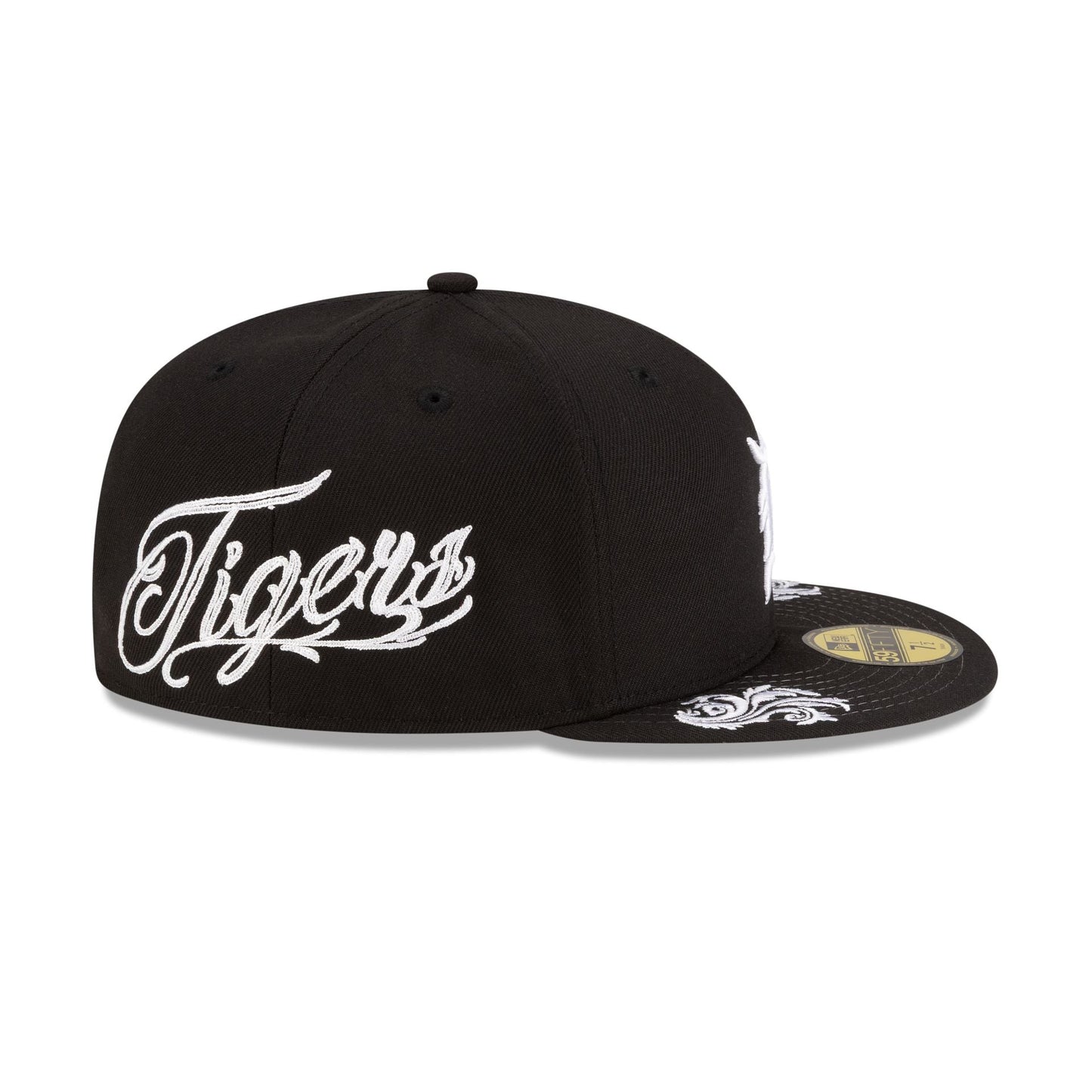 Detroit Tigers Script Black and White 59FIFTY Fitted Hat