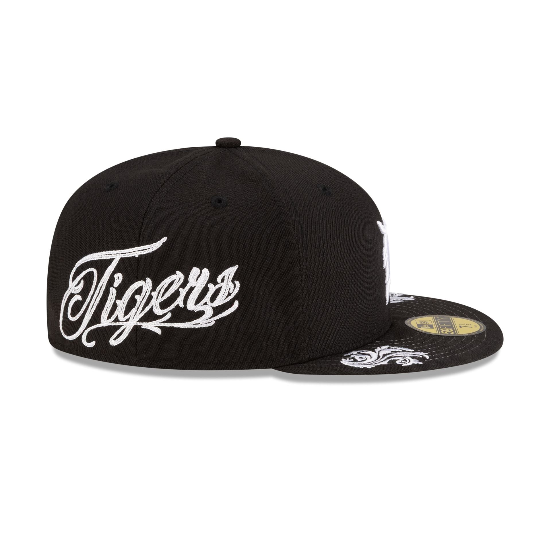 Detroit Tigers Script Black and White 59FIFTY Fitted Hat