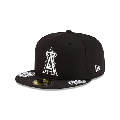 Los Angeles Angels Script Black and White 59FIFTY Fitted Hat
