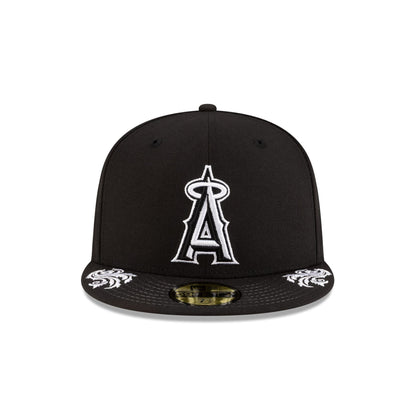 Los Angeles Angels Script Black and White 59FIFTY Fitted Hat