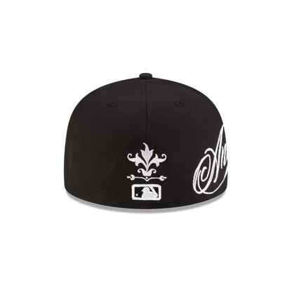 Los Angeles Angels Script Black and White 59FIFTY Fitted Hat