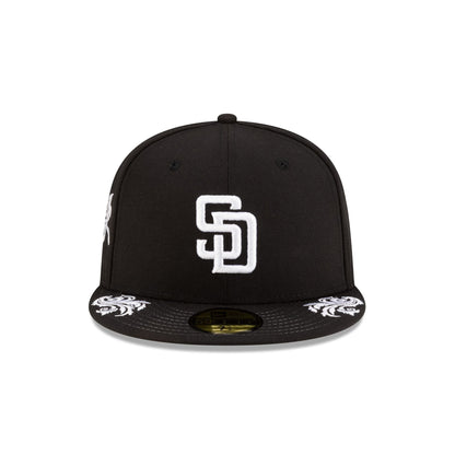 San Diego Padres Script Black and White 59FIFTY Fitted Hat