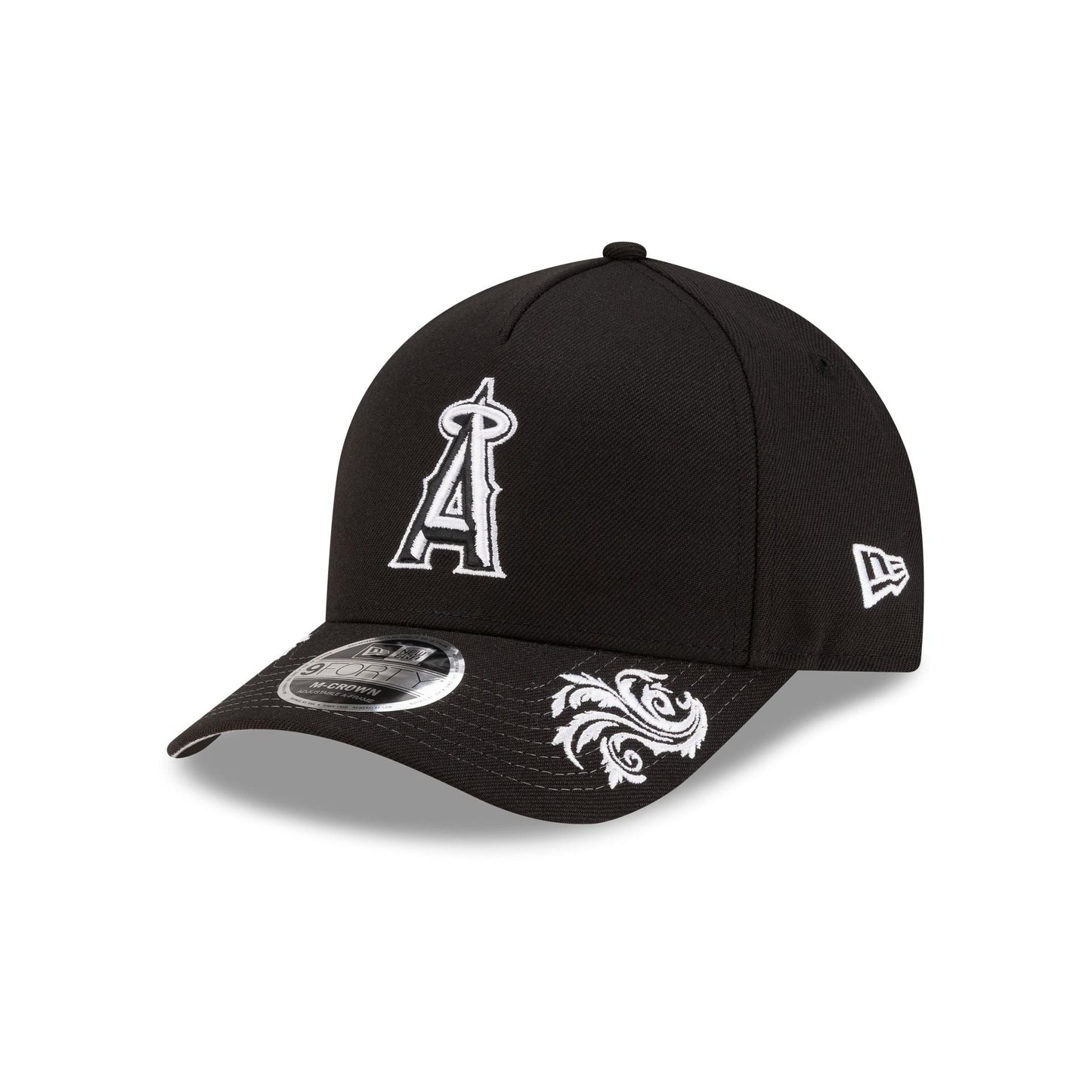 Los Angeles Angels Script Black and White 9FORTY M-Crown A-Frame Snapback Hat