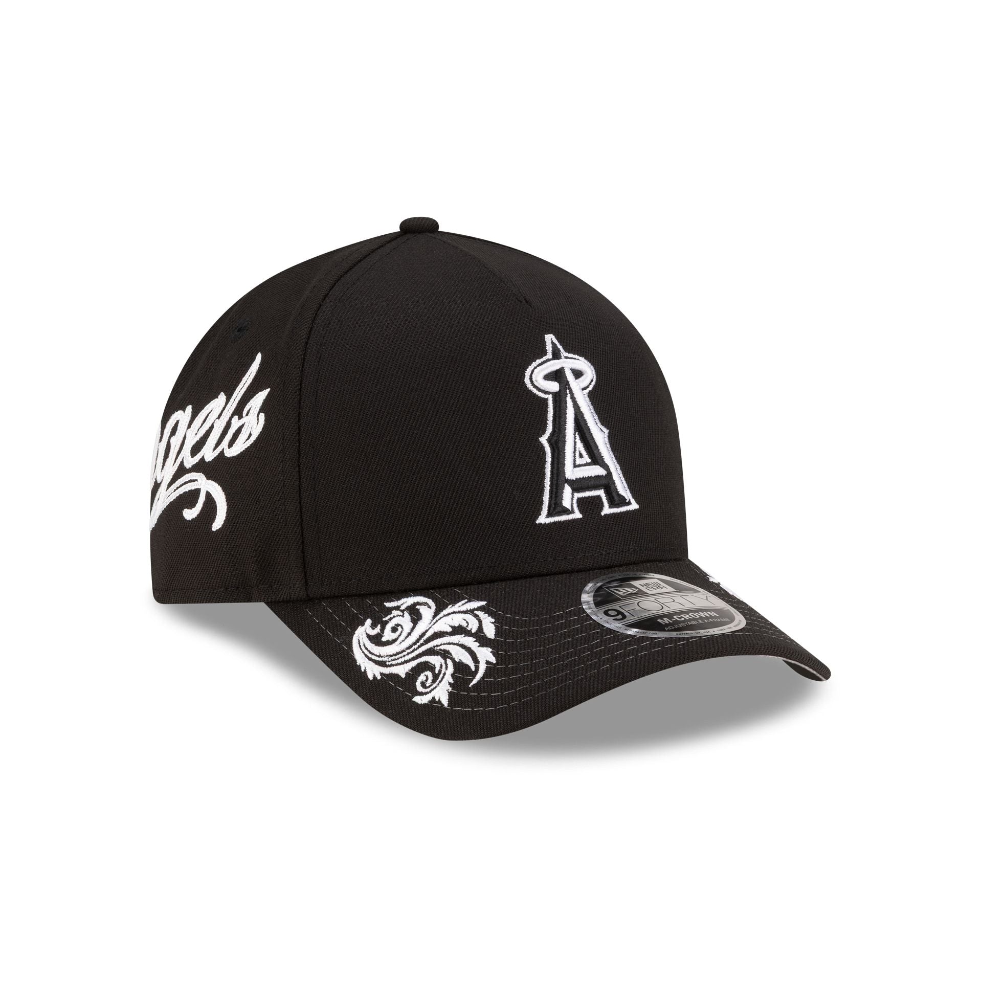 Los Angeles Angels Script Black and White 9FORTY M-Crown A-Frame Snapback Hat